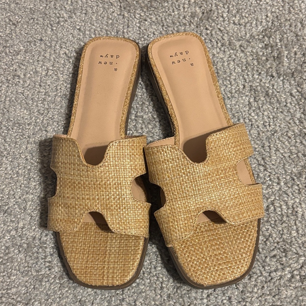 a new day Tan Woven Slide Sandals